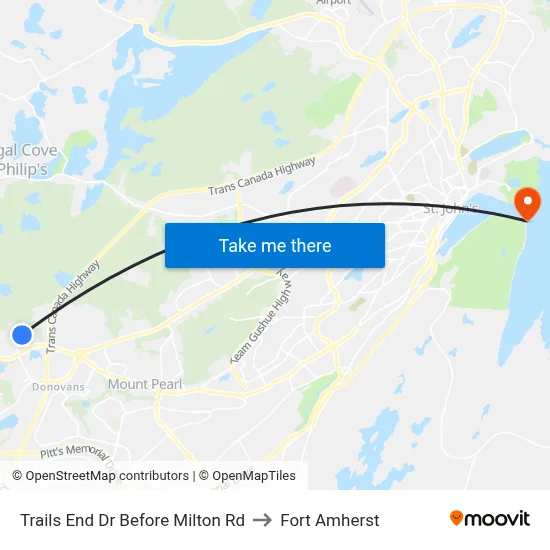 Trails End Dr Before Milton Rd to Fort Amherst map