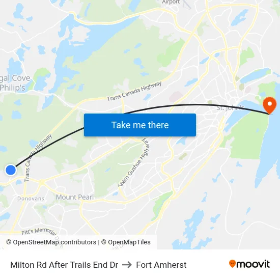 Milton Rd After Trails End Dr to Fort Amherst map