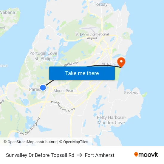 Sunvalley Dr Before Topsail Rd to Fort Amherst map