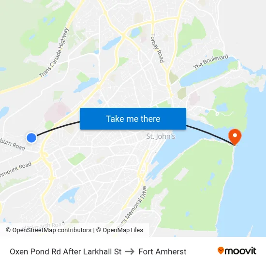 Oxen Pond Rd After Larkhall St to Fort Amherst map