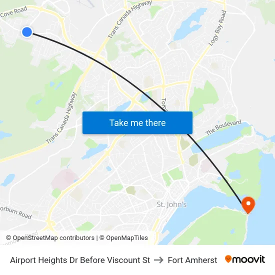 Airport Heights Dr Before Viscount St to Fort Amherst map