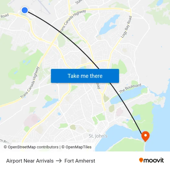 Airport Near Arrivals to Fort Amherst map