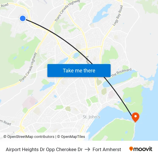 Airport Heights Dr Opp Cherokee Dr to Fort Amherst map