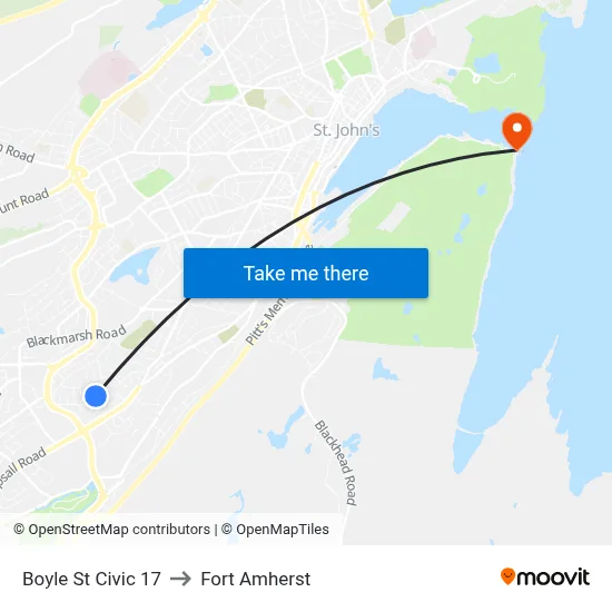 Boyle St Civic 17 to Fort Amherst map