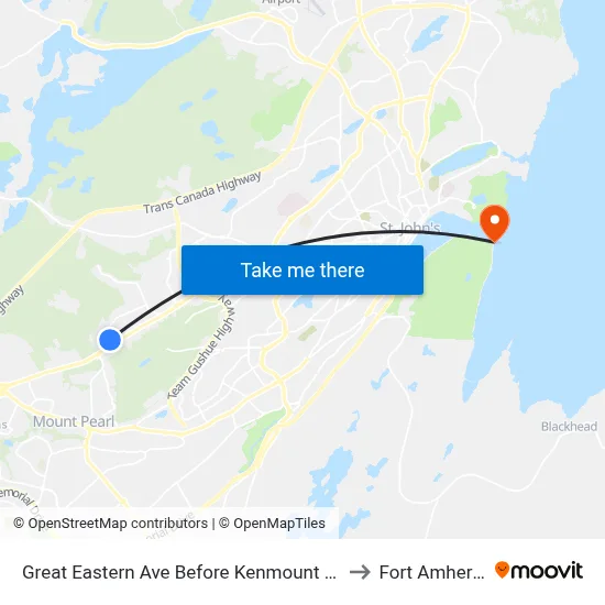 Great Eastern Ave Before Kenmount Rd to Fort Amherst map