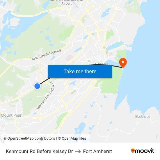 Kenmount Rd Before Kelsey Dr to Fort Amherst map