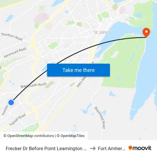 Frecker Dr Before Point Leamington St to Fort Amherst map