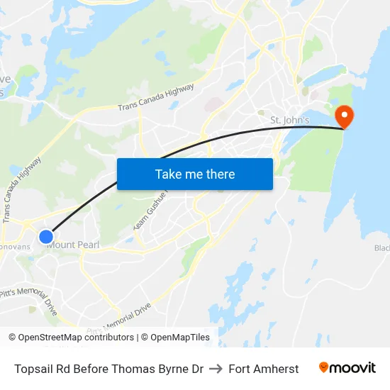 Topsail Rd Before Thomas Byrne Dr to Fort Amherst map