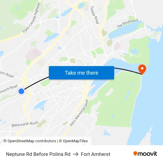 Neptune Rd Before Polina Rd to Fort Amherst map