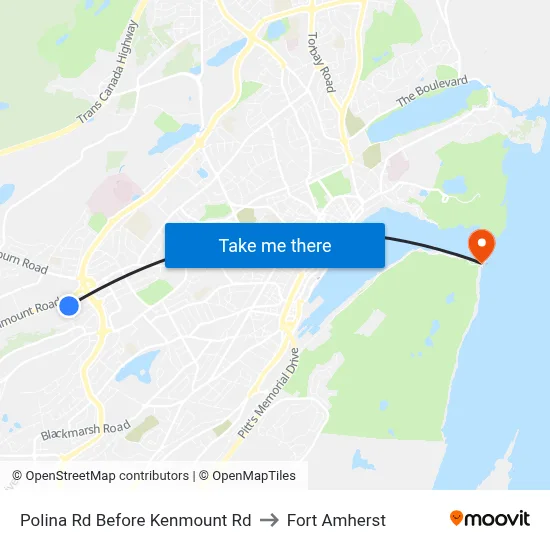 Polina Rd Before Kenmount Rd to Fort Amherst map