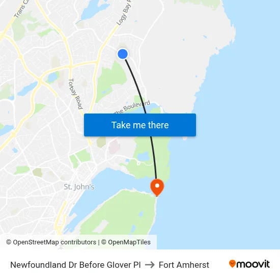 Newfoundland Dr Before Glover Pl to Fort Amherst map