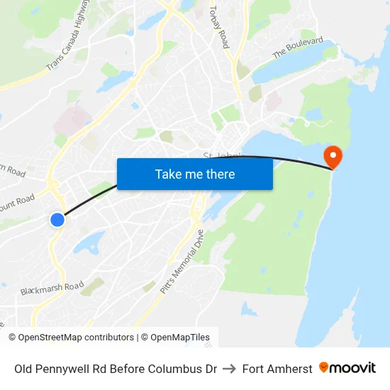 Old Pennywell Rd Before Columbus Dr to Fort Amherst map