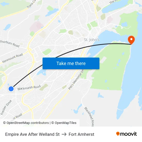 Empire Ave After Welland St to Fort Amherst map