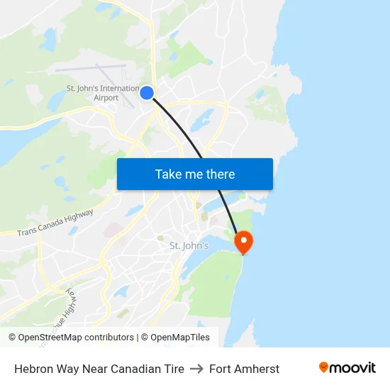 Hebron Way Near Canadian Tire to Fort Amherst map