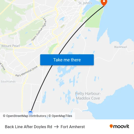 Back Line After Doyles Rd to Fort Amherst map