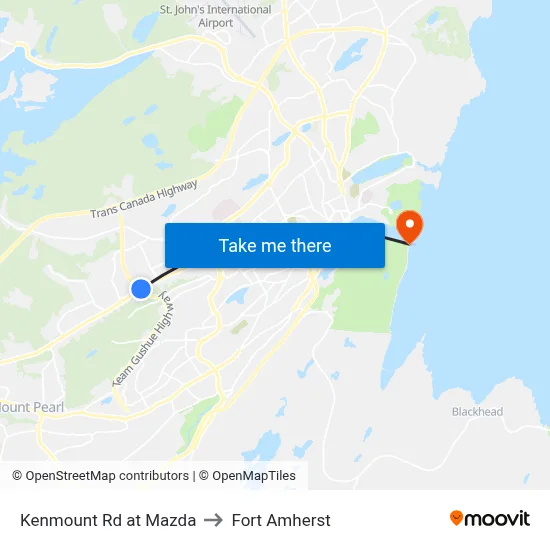Kenmount Rd at Mazda to Fort Amherst map