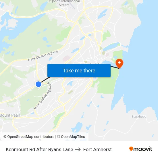 Kenmount Rd After Ryans Lane to Fort Amherst map