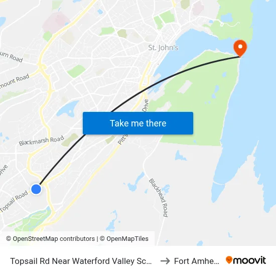 Topsail Rd Near Waterford Valley School to Fort Amherst map