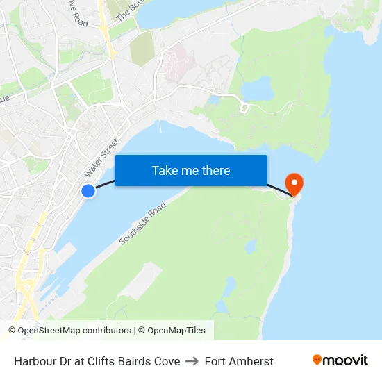 Harbour Dr at Clifts Bairds Cove to Fort Amherst map