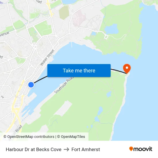 Harbour Dr at Becks Cove to Fort Amherst map