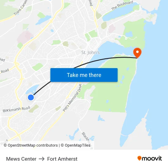 Mews Center to Fort Amherst map