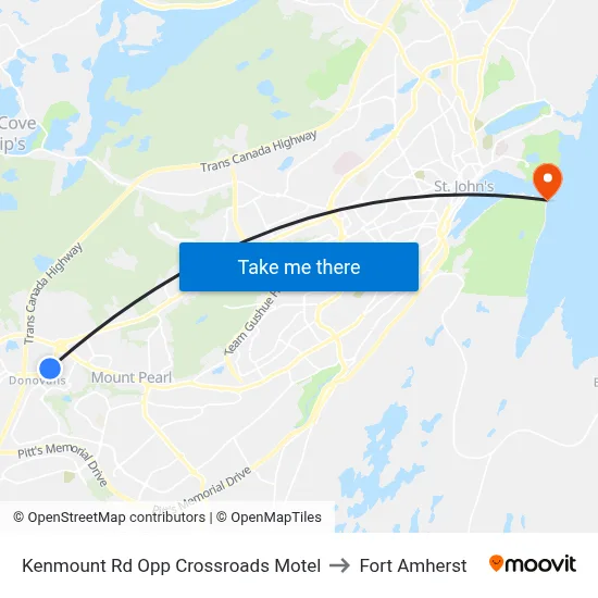 Kenmount Rd Opp Crossroads Motel to Fort Amherst map