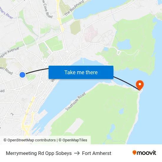Merrymeeting Rd Opp Sobeys to Fort Amherst map
