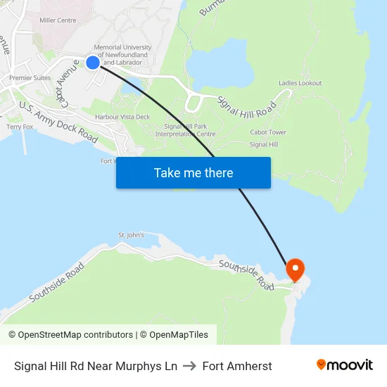 Signal Hill Rd Near Murphys Ln to Fort Amherst map