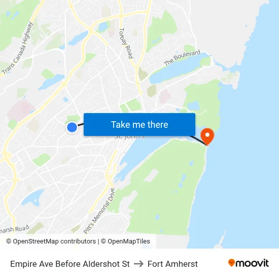 Empire Ave Before Aldershot St to Fort Amherst map