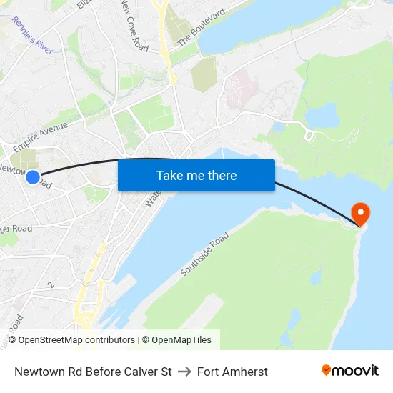 Newtown Rd Before Calver St to Fort Amherst map
