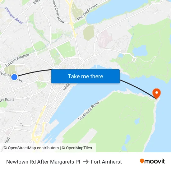Newtown Rd After Margarets Pl to Fort Amherst map