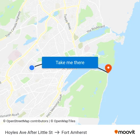 Hoyles Ave After Little St to Fort Amherst map