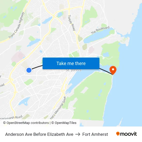 Anderson Ave Before Elizabeth Ave to Fort Amherst map