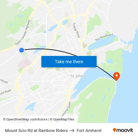 Mount Scio Rd at Rainbow Riders to Fort Amherst map