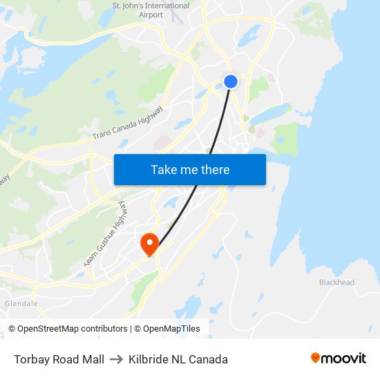 Torbay Road Mall to Kilbride NL Canada map