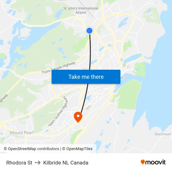 Rhodora St to Kilbride NL Canada map