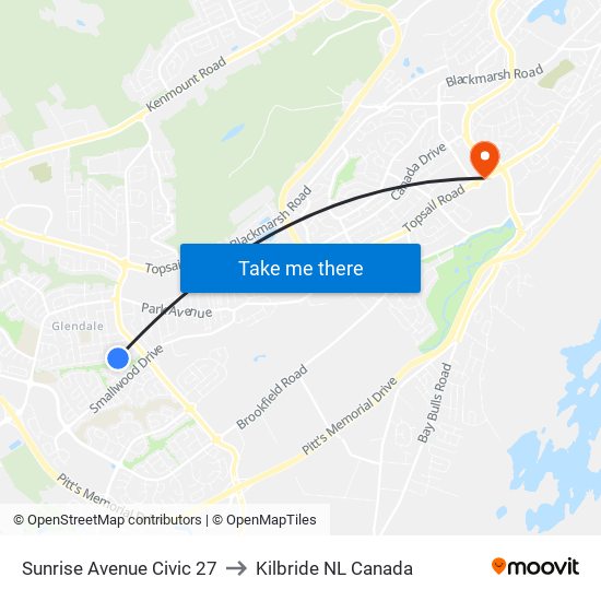 Sunrise Avenue Civic 27 to Kilbride NL Canada map