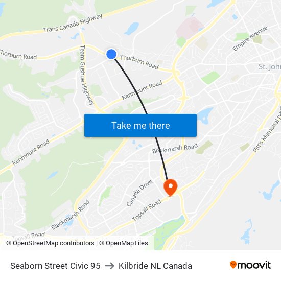 Seaborn Street Civic 95 to Kilbride NL Canada map