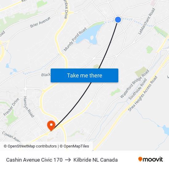 Cashin Avenue Civic 170 to Kilbride NL Canada map