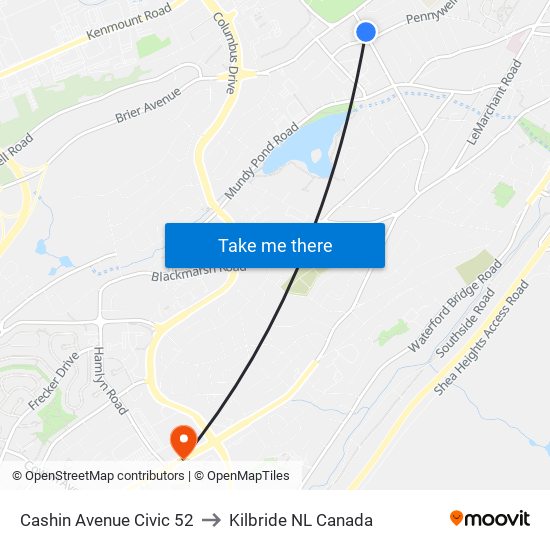 Cashin Avenue Civic 52 to Kilbride NL Canada map