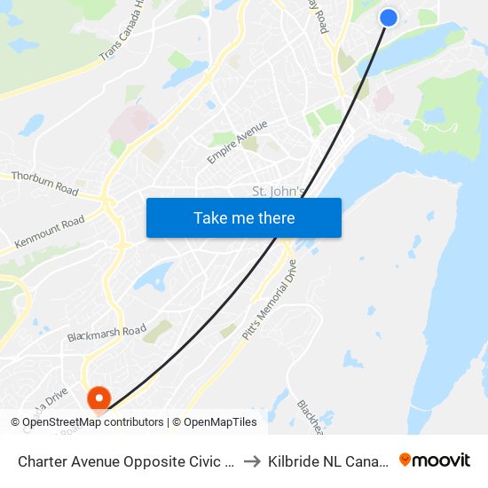 Charter Avenue Opposite Civic 99 to Kilbride NL Canada map