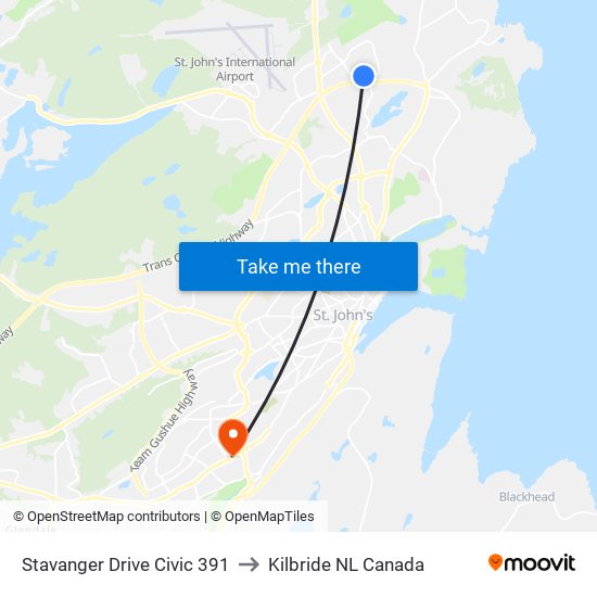 Stavanger Drive Civic 391 to Kilbride NL Canada map
