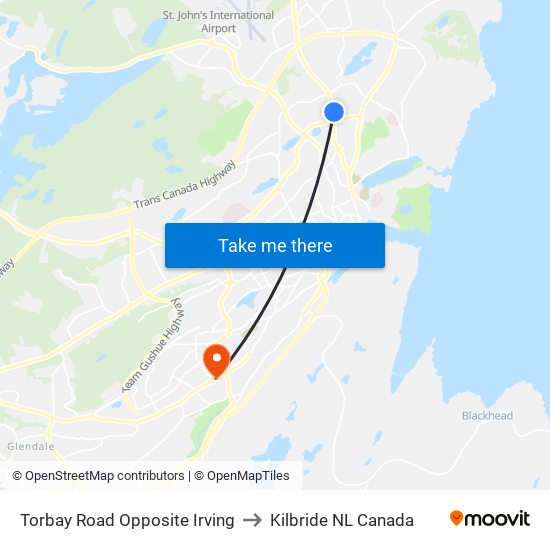 Torbay Road Opposite Irving to Kilbride NL Canada map