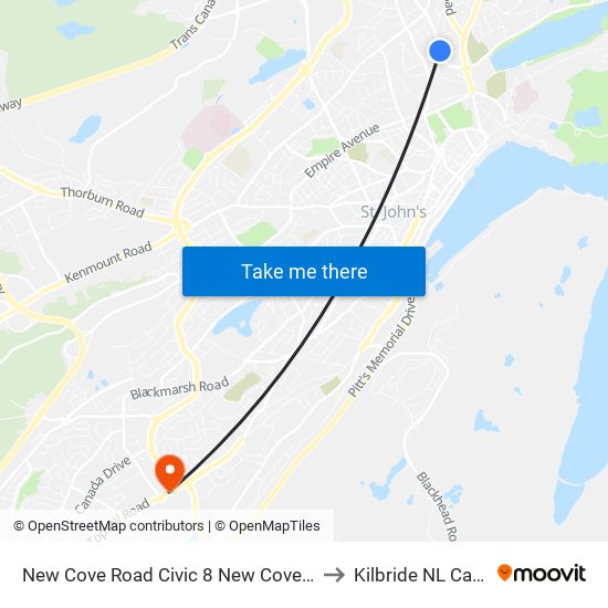 New Cove Road Civic 8 New Cove Terrace to Kilbride NL Canada map