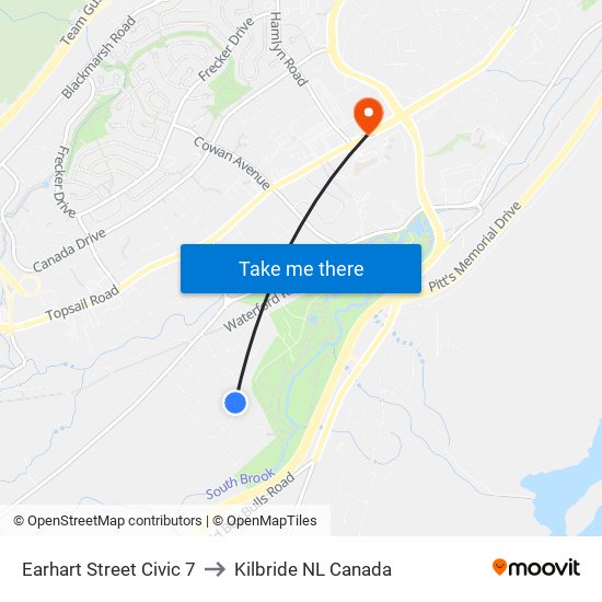 Earhart Street Civic 7 to Kilbride NL Canada map