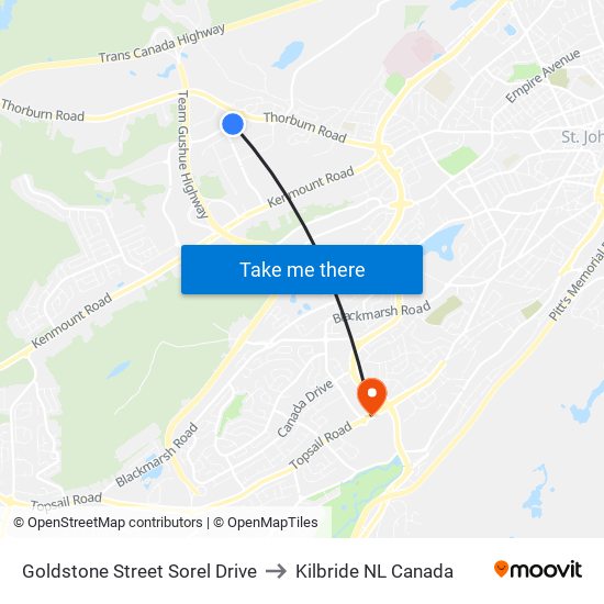 Goldstone Street Sorel Drive to Kilbride NL Canada map