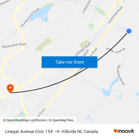 Linegar Avenue Civic 154 to Kilbride NL Canada map