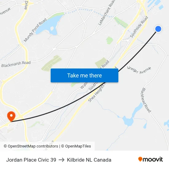 Jordan Place Civic 39 to Kilbride NL Canada map