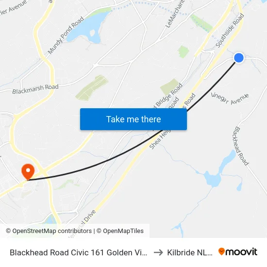 Blackhead Road Civic 161 Golden Vista Seniors Complex to Kilbride NL Canada map