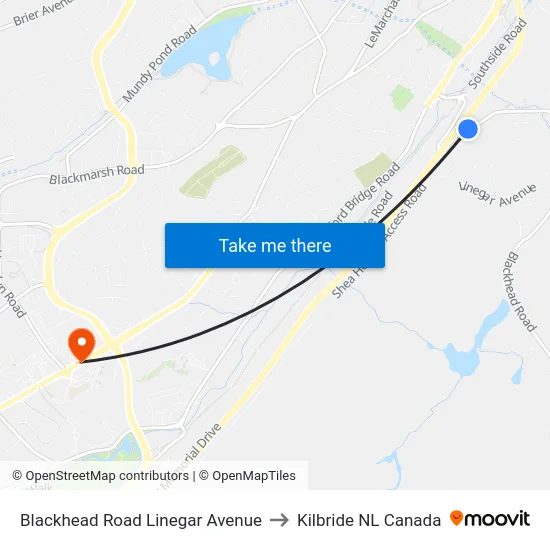 Blackhead Road Linegar Avenue to Kilbride NL Canada map